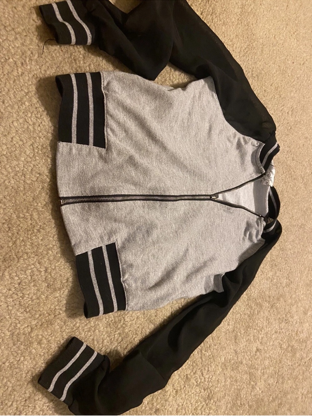 D signed size medium zipped sweatshirt with sheer black arms